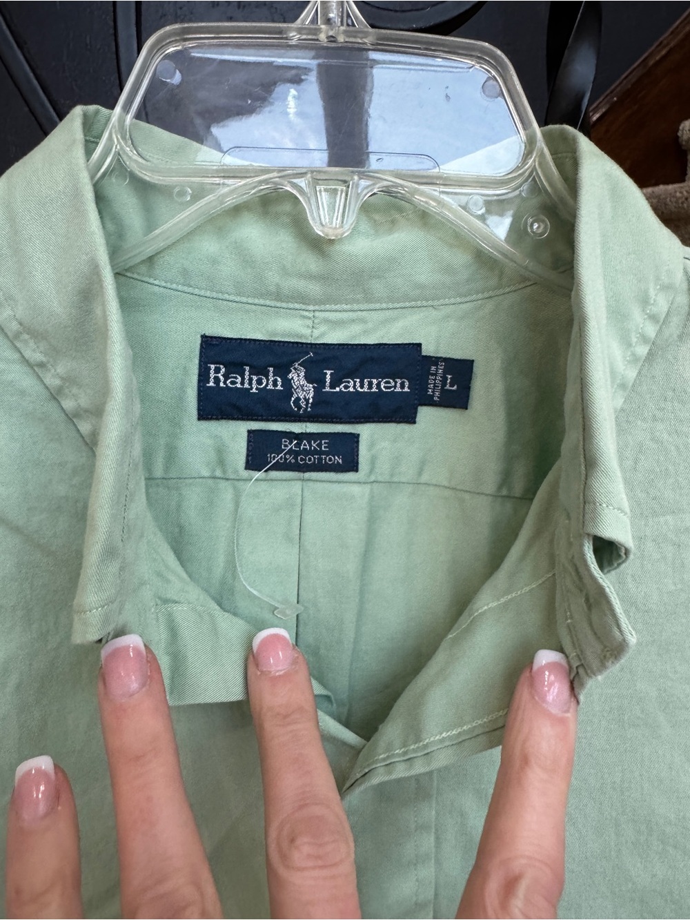 New Large Polo by Ralph Lauren Men's Light Green Oxford Button-Down Shirt - Picture 3 of 8